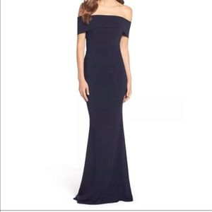 Katie May Navy Crepe Body Con Gown Dress
